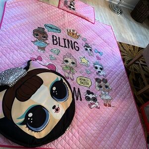 LOL surprise quilt 68x84 sham standard and 36x36”pillow like new never used